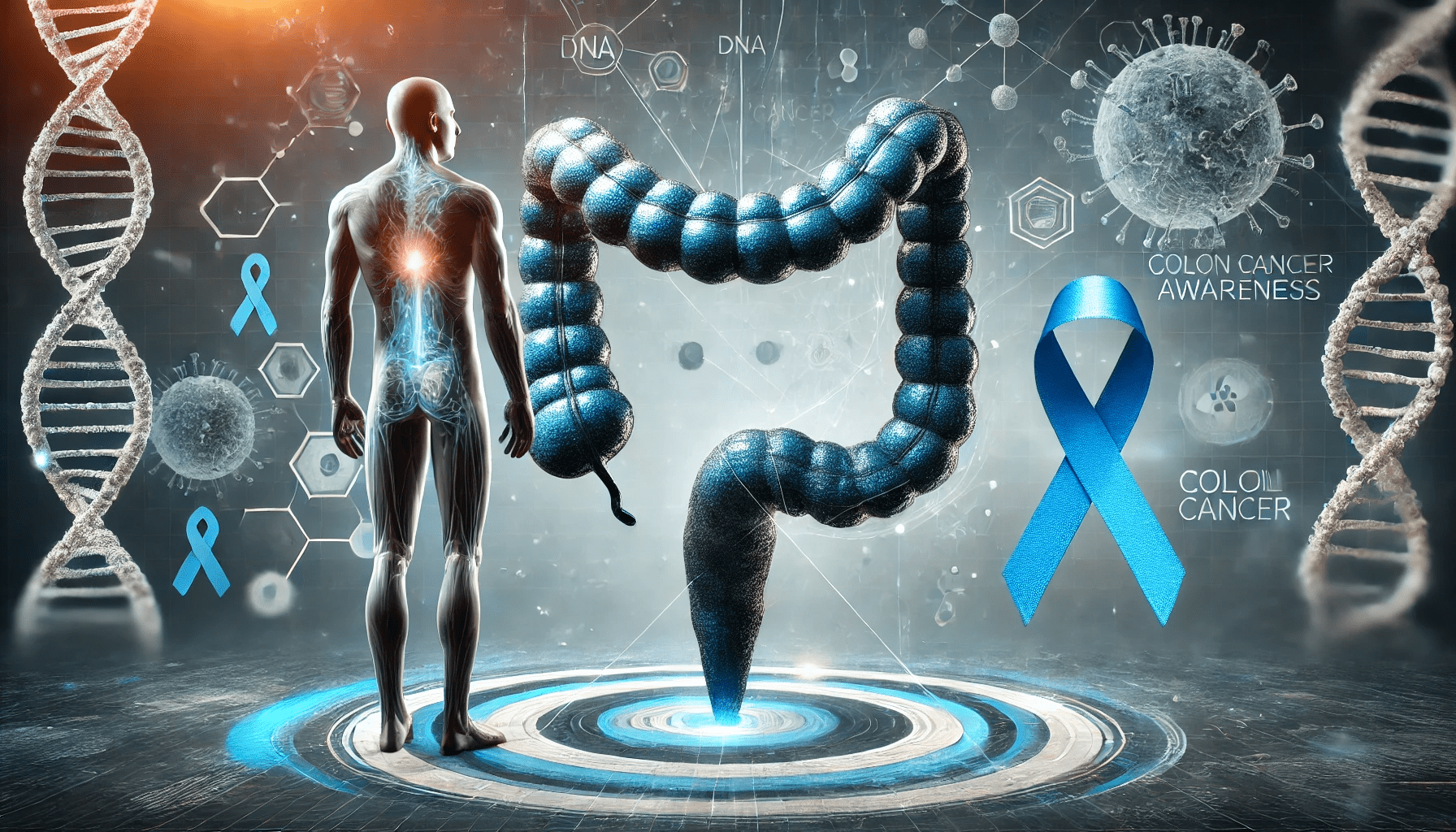 concept image depicting colon cancer awareness